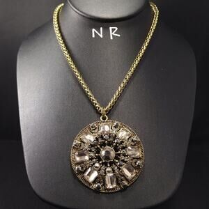 Vintage N R Pendant Necklace, 1980s Nancy & Rise of New York, 35 Inches